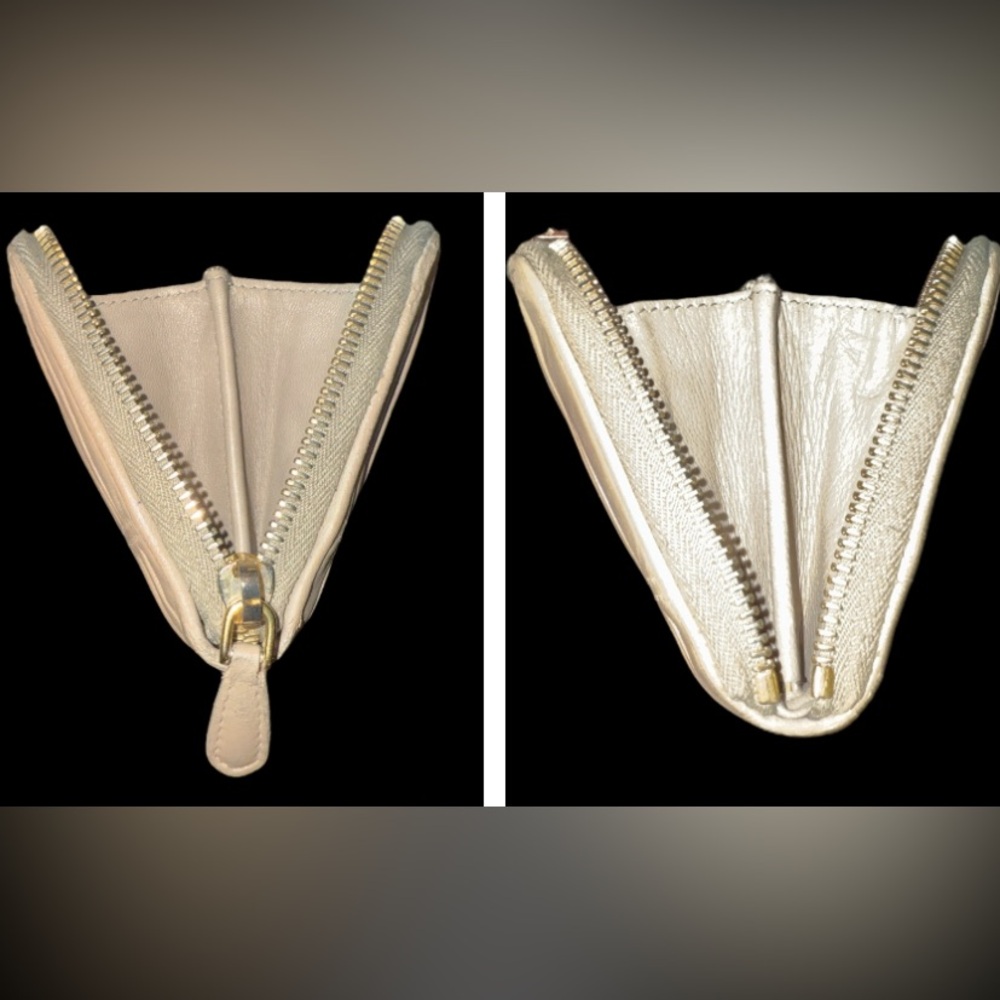 Prada Gaufre Nappa Leather Long Zip Around Zippy Wallet Beige Taupe Juta Pleated - Picture 7 of 13
